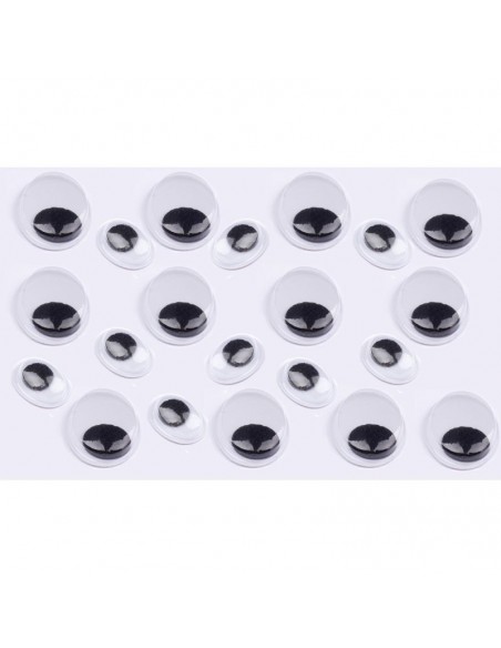Paquete 100 ojos negros ovalados adhesivos. Apli