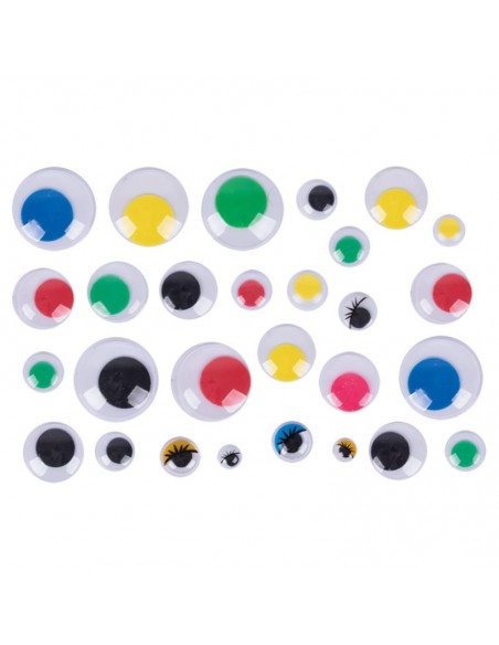 Paquete 600 ojos móviles adhesivos variados. Apli