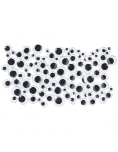 Paquete 100 ojos negros móviles adhesivos. Apli