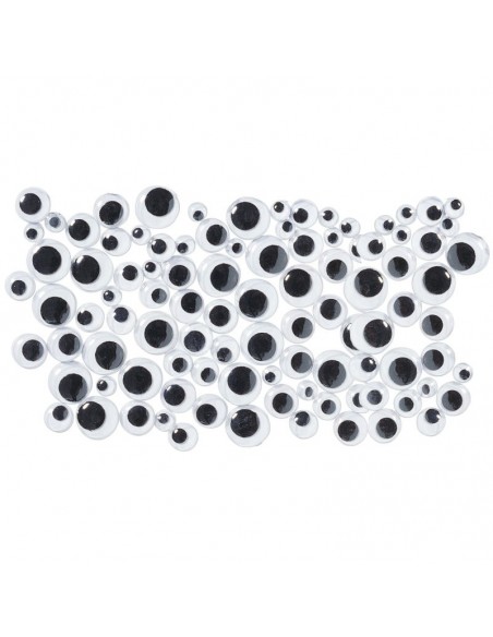 Paquete 100 ojos negros móviles adhesivos. Apli