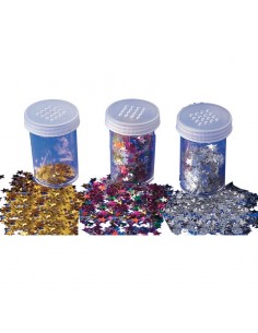 Pack 3 Botes x 12 gr. Lentejuelas estrellas de colores