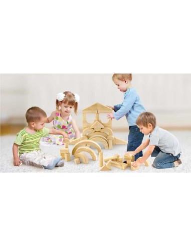 Caja 48 piezas madera natural Construcción Jumbo