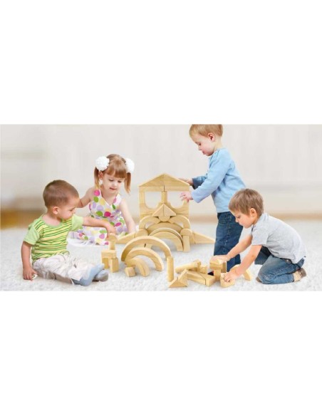 Caja 48 piezas madera natural Construcción Jumbo