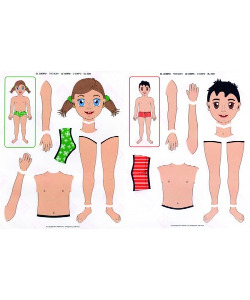 Gomets temáticos el cuerpo - niño y niña 2