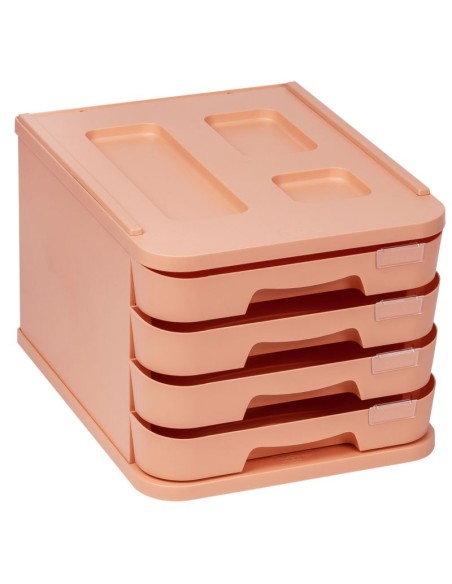 Módulo 4 cajones naranja pastel