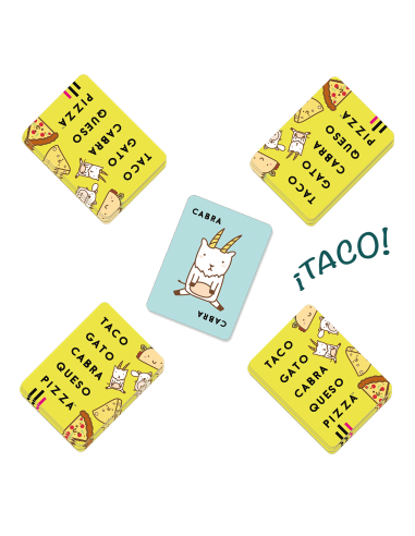 Taco, gato, cabra, queso, pizza