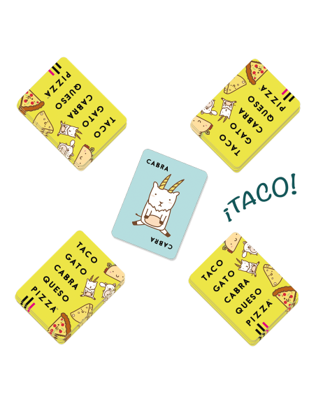 Taco, gato, cabra, queso, pizza