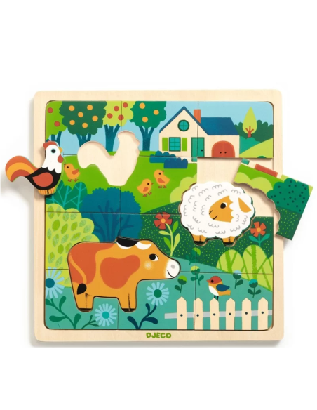 Puzle la granja - 12 piezas + 3 encajes