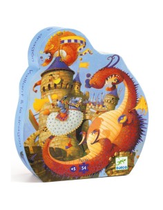 Puzle silueta Vaillant y el dragón - 54 piezas