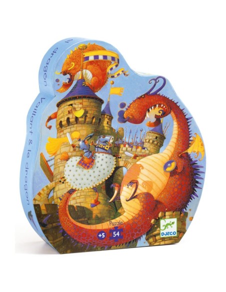 Puzle silueta Vaillant y el dragón - 54 piezas