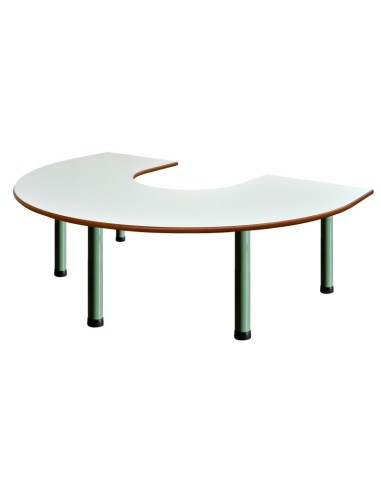 Mesa U blanco roto y patas verdes