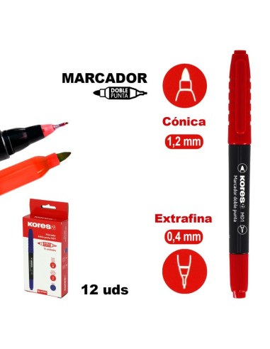 Rotulador doble punta - Rojo