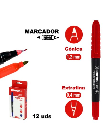 Rotulador doble punta - Rojo