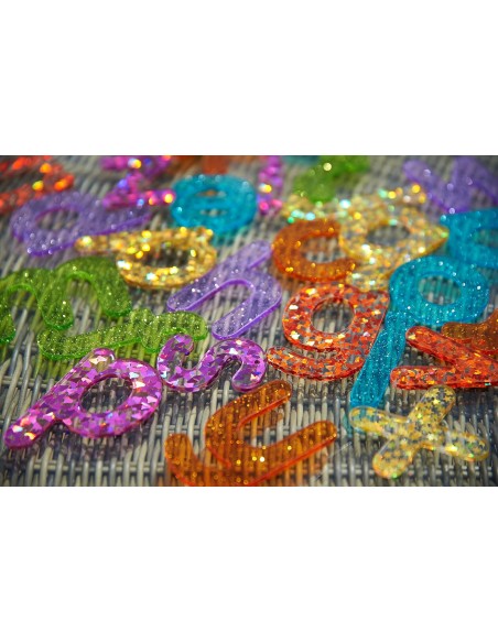 Letras glitter transparentes - 26 piezas