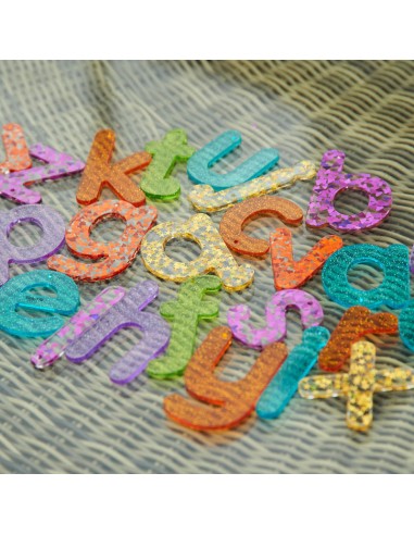 Letras glitter transparentes - 26 piezas