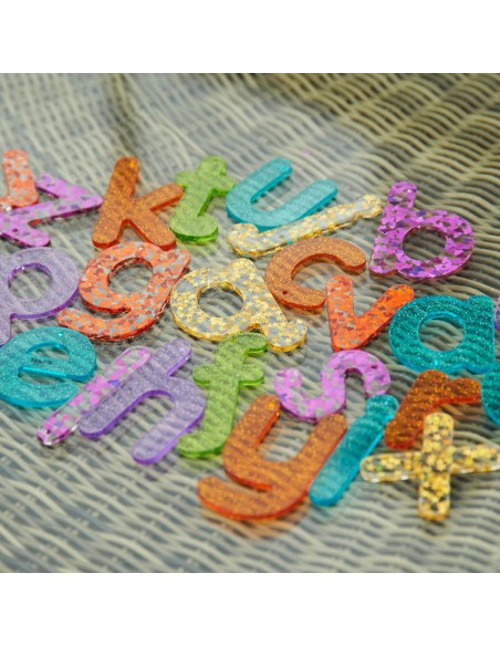 Letras glitter transparentes - 26 piezas