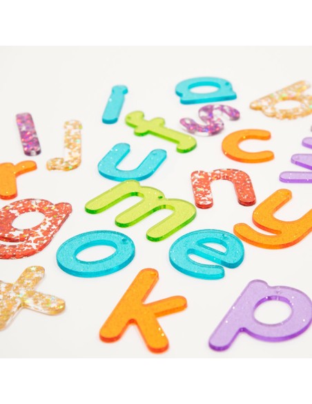 Letras glitter transparentes - 26 piezas