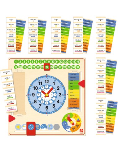 Reloj calendario varios idiomas