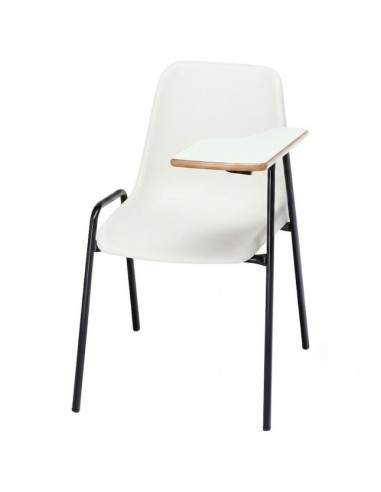 Silla pala zurdo Blanco / Patas negras - 45 cm.