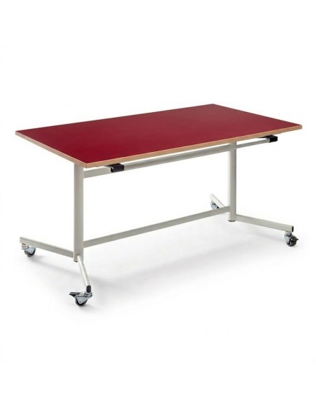 Mesa abatible Rojo / Patas blancas - 54 cm. de alto
