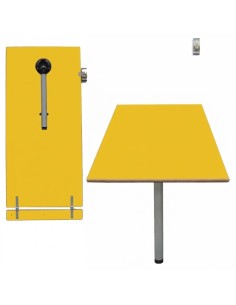 Mesa abatible pared Amarillo / Patas Gris - 54 cm. de alto