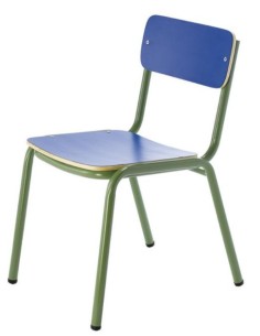Silla preescolar Azul / Patas Verdes - 26 cm. de alto