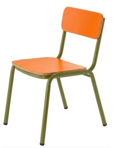 Silla preescolar Naranja / Patas Verdes - 26 cm. de alto