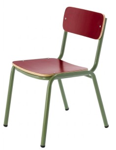 Silla preescolar Rojo / Patas Verdes - 36 cm. de alto