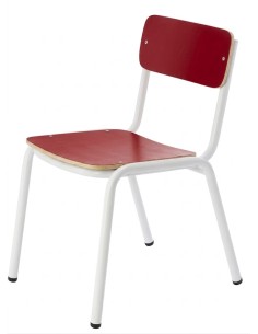 Silla preescolar Rojo / Patas Blancas - 32 cm. de alto