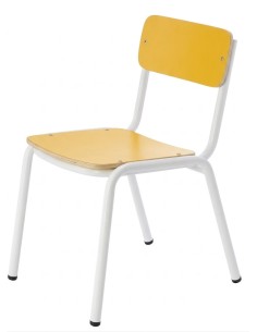 Silla preescolar Amarillo / Patas Blancas - 26 cm. de alto