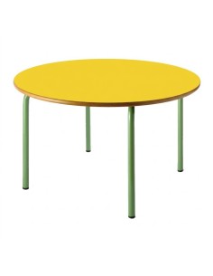 Mesa redonda 120 cm. de ø. Amarillo / Patas Verdes - 46...