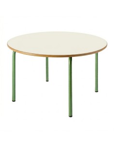 Mesa redonda 120 cm. de ø. Blanco Roto - Patas Verdes -...