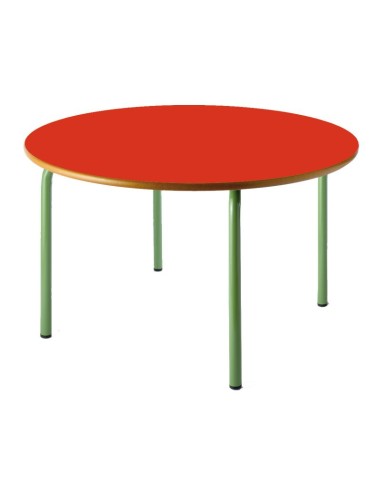 Mesa redonda 120 cm. de ø. Rojo - Patas Verdes...