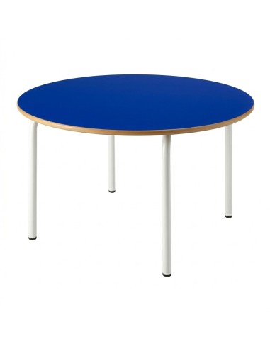 Mesa redonda 120 cm. de ø. Azul / Patas Blancas...
