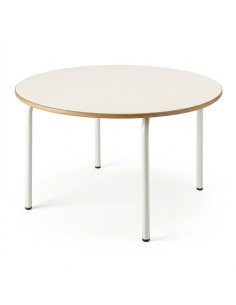 Mesa redonda 120 cm. de ø. Blanco Roto / Patas Blancas -...