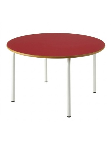 Mesa redonda 120 cm. de ø. Rojo / Patas Blancas...