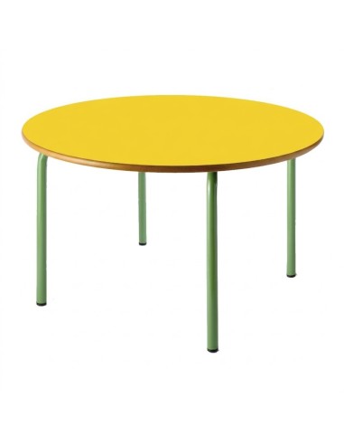 Mesa redonda 120 cm. de ø. Amarillo / Patas...