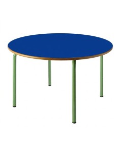 Mesa redonda 120 cm. de ø. Azul / Patas Verdes - 60 cm....