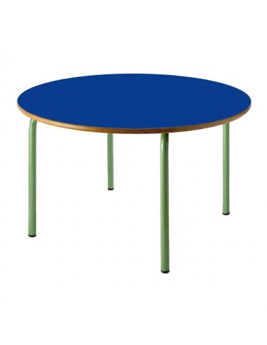Mesa redonda 120 cm. de ø. Azul / Patas Verdes...