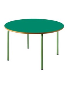 Mesa redonda 120 cm. de ø. Verde Preescolar / Patas...