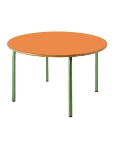 Mesa redonda 120 cm. de ø. Naranja / Patas Verdes - 60...