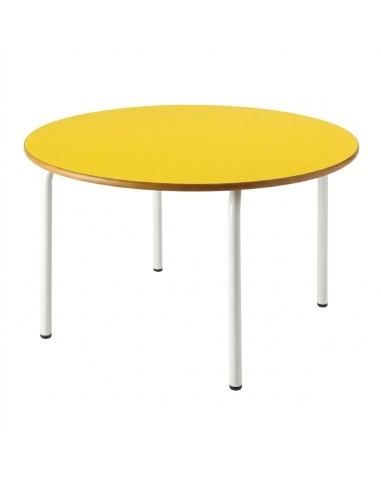 Mesa redonda 120 cm. de ø. Amarillo / Patas...