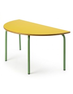 Mesa semicircular 110x55 cm. Amarillo / Patas Verdes - 54...