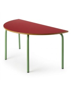 Mesa semicircular 120x60 cm. Rojo / Patas Verdes - 46 cm....