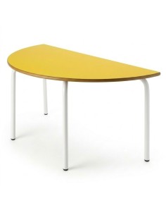 Mesa semicircular 120x60 cm. Amarillo / Patas Blancas -...