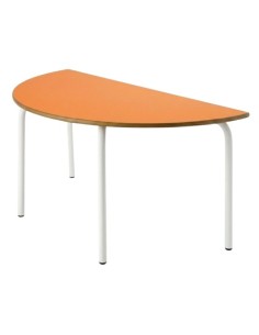 Mesa semicircular 120x60 cm. Naranja / Patas Blancas - 54...