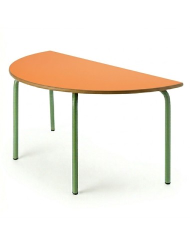 Mesa semicircular 120x60 cm. Naranja / Patas...