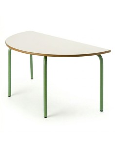 Mesa semicircular 120x60 cm. Blanco Roto / Patas Verdes -...