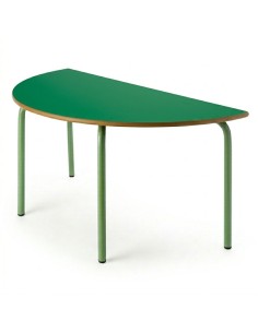 Mesa semicircular 120x60 cm. Verde Preescolar / Patas...