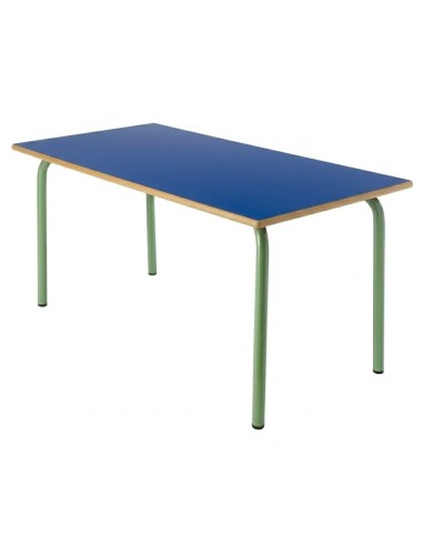 Mesa rectangular 110x55 cm. Azul / Patas Verdes...